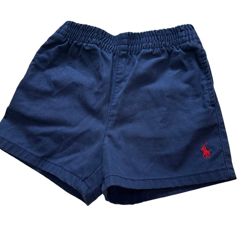 Polo Ralph Lauren Baby Boys Navy Chino Shorts 12M Red Pony Logo